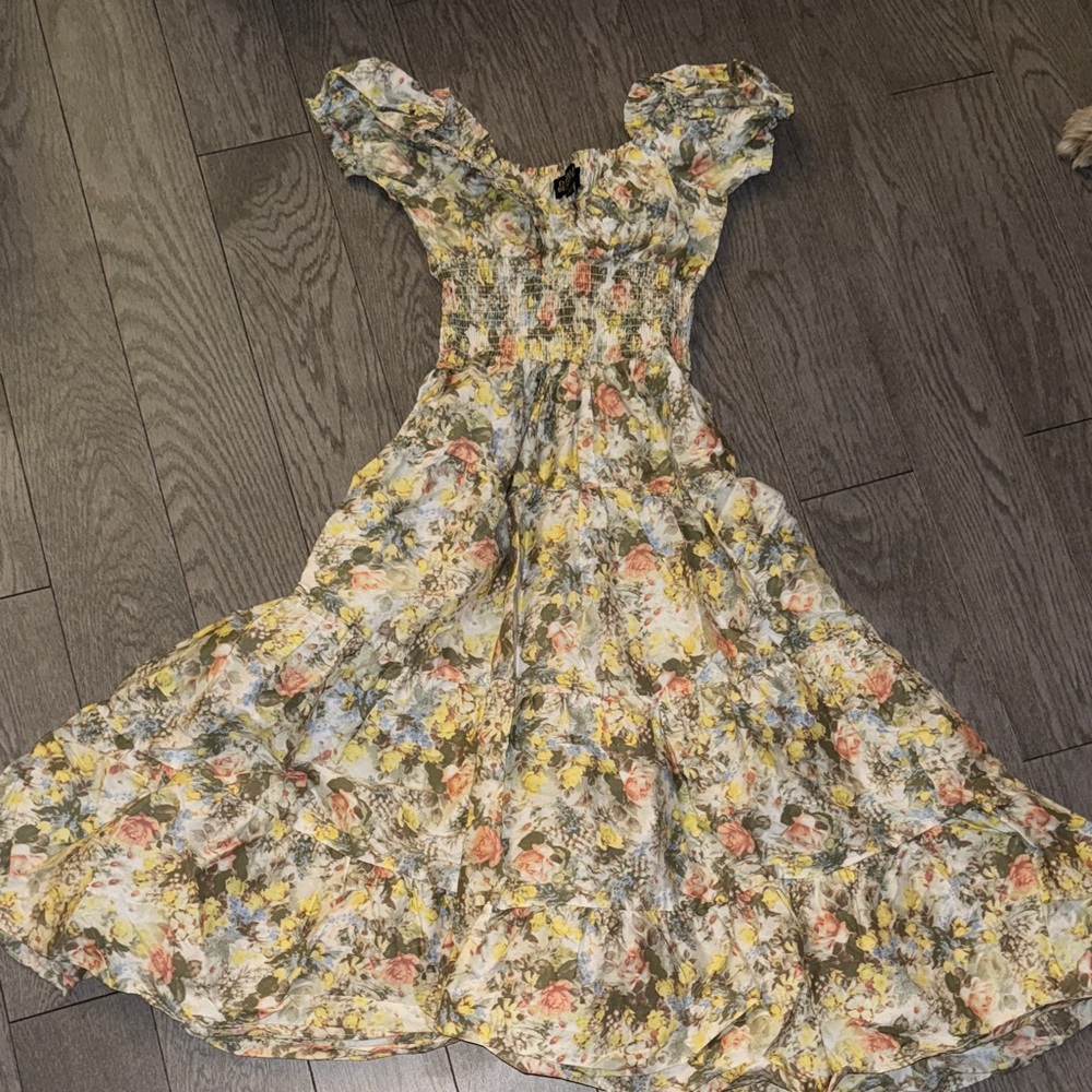 DANIELLE BERNSTEIN Floral Ruffle Dress
